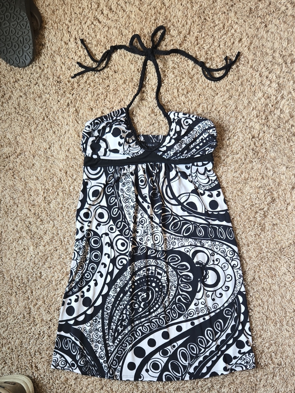 B Darlin Black & White Paisley Halter Dress